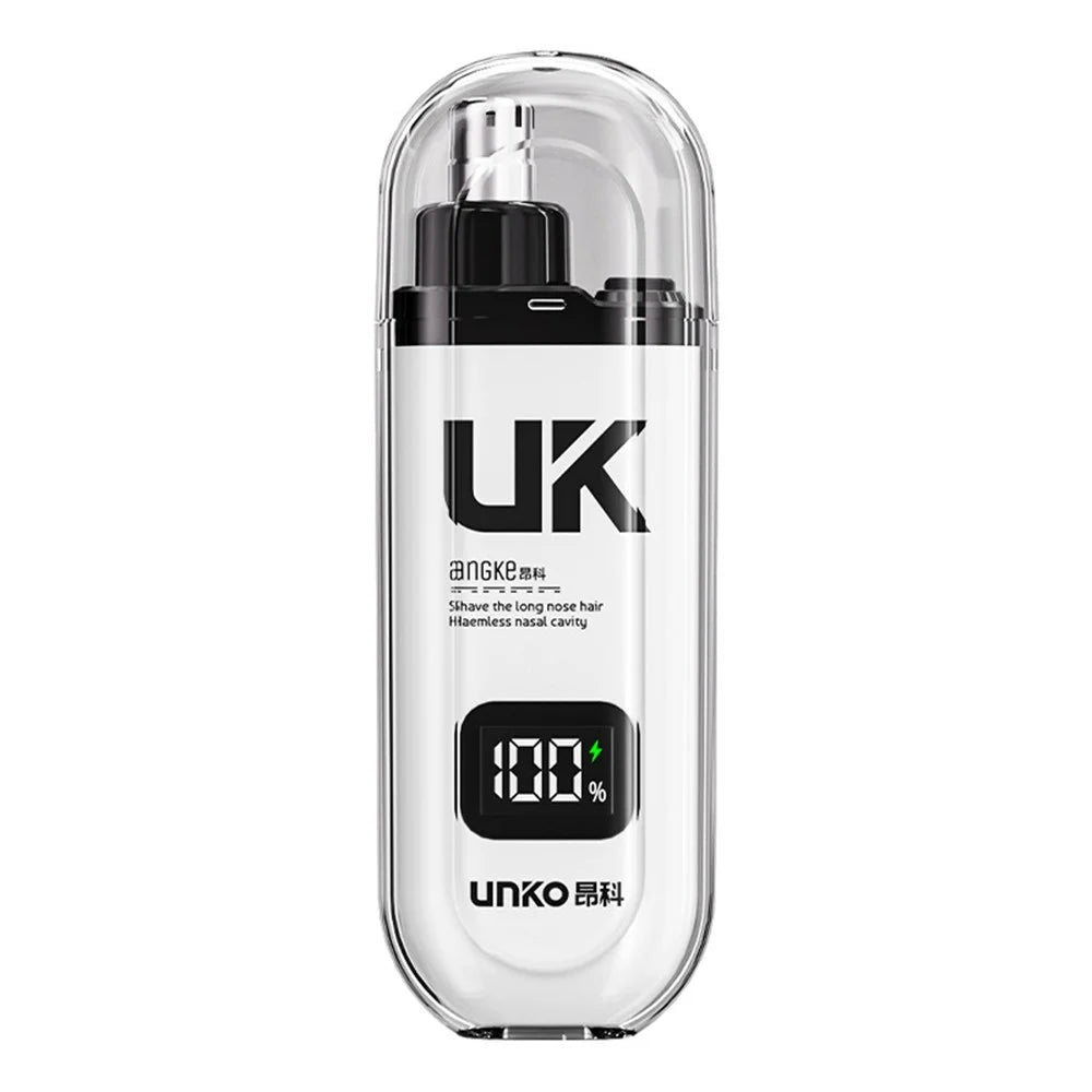 UK Electric Nose Ear Hair Trimmer 7000 RPM Type-C Rechargeable Portable Groomer - UK-058 / White - 1