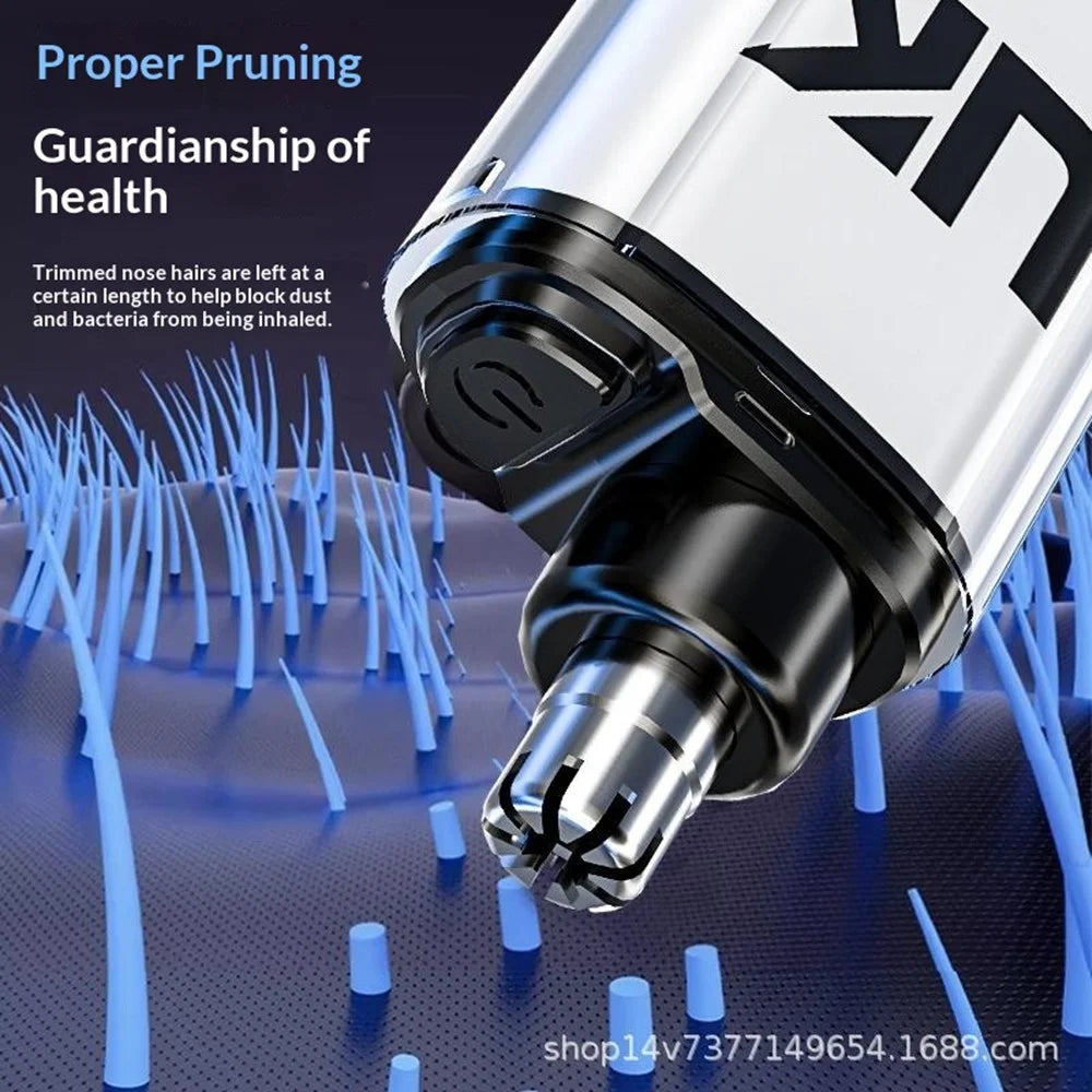UK Electric Nose Ear Hair Trimmer 7000 RPM Type-C Rechargeable Portable Groomer - UK-058 / White - 5