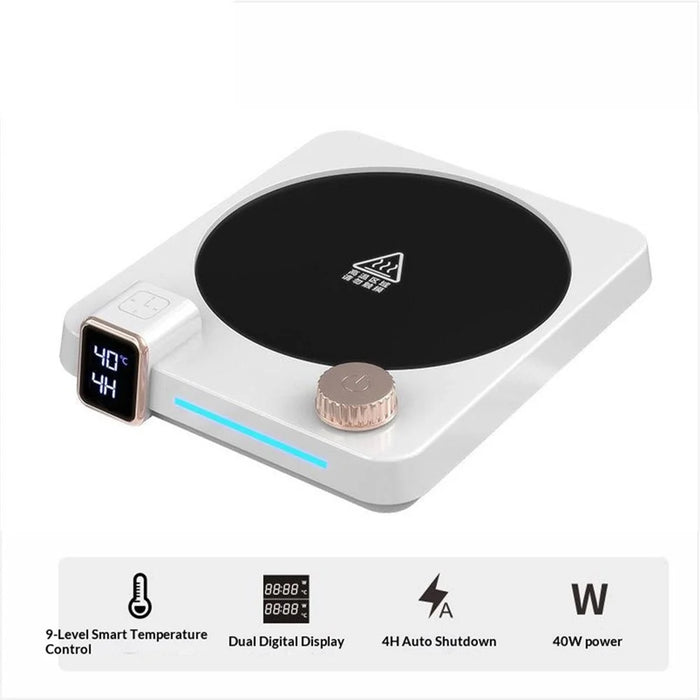 H13 Smart Heating Coaster 9-Level Temp Control Electric Cup Warmer with Timer - EU Plug / White - 2