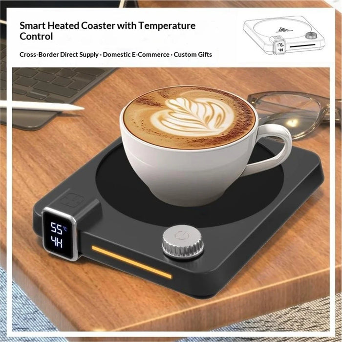 H13 Smart Heating Coaster 9-Level Temp Control Electric Cup Warmer with Timer - EU Plug / White - 4