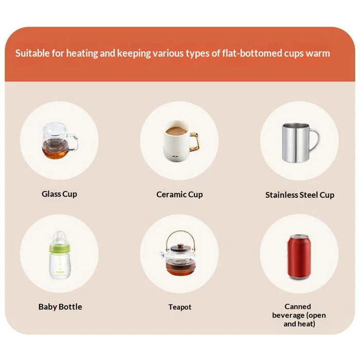 H13 Smart Heating Coaster 9-Level Temp Control Electric Cup Warmer with Timer - EU Plug / White - 6