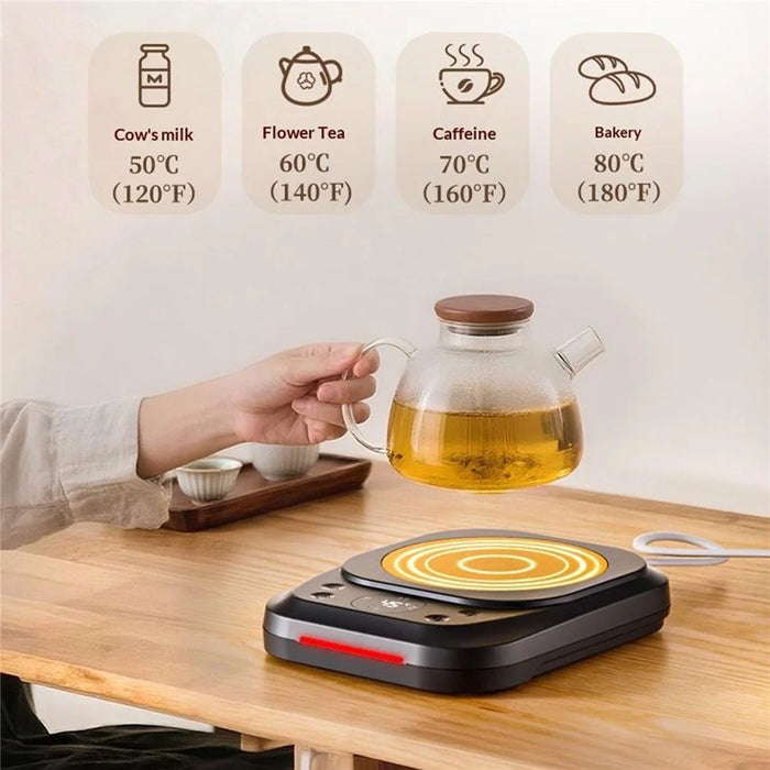 H16 Coffee Mug Warmer 9-Level Temperature Control Digital Display Smart Heating Pad with Timer - EU Plug / Black - 2