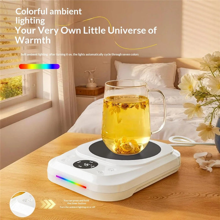 H16 Coffee Mug Warmer 9-Level Temperature Control Digital Display Smart Heating Pad with Timer - EU Plug / Black - 6