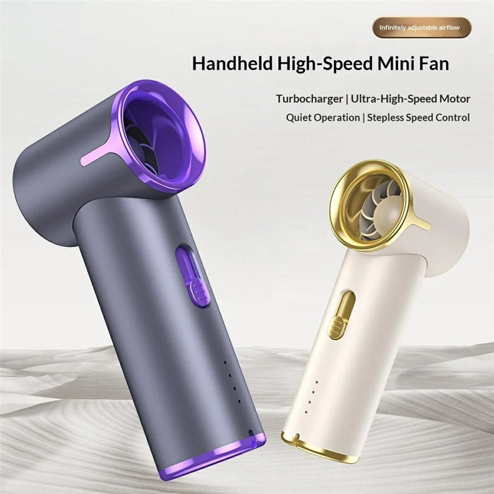 T-05 Handheld Fan Stepless Speed Control 10000+ RPM USB-C Rechargeable Portable Fan - Grey - 2