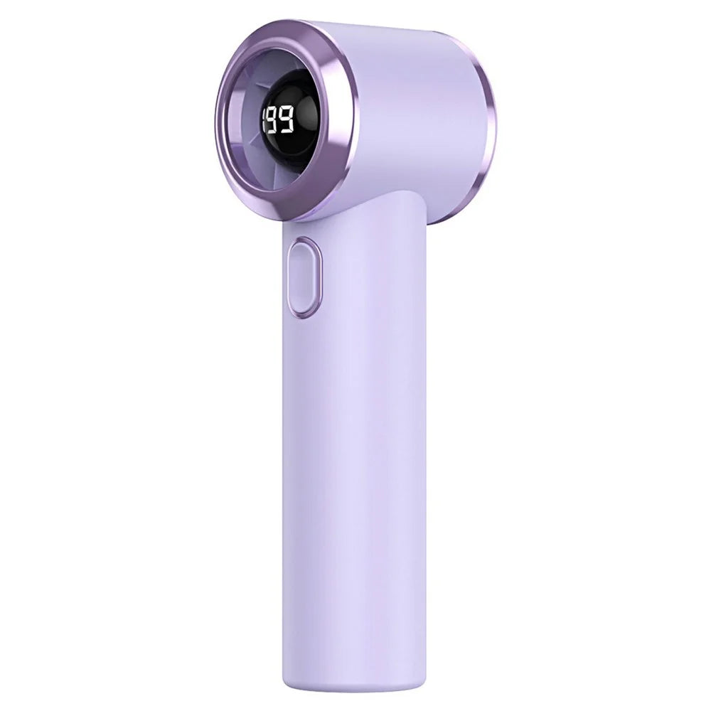 T-236 Mini Fan 199-Level Stepless 20m / s Digital Display Handheld Desktop Portable Fan - Purple - 1