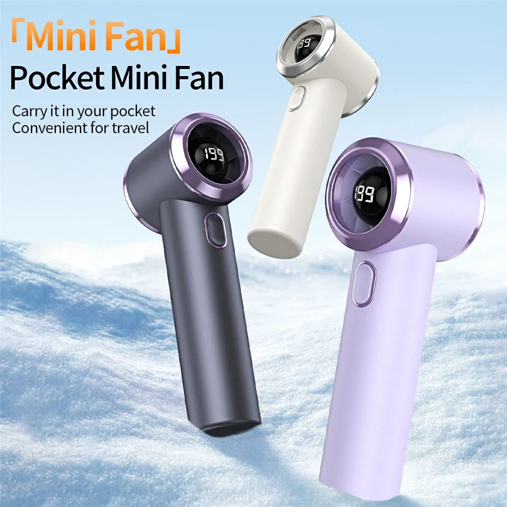 T-236 Mini Fan 199-Level Stepless 20m / s Digital Display Handheld Desktop Portable Fan - Purple - 2