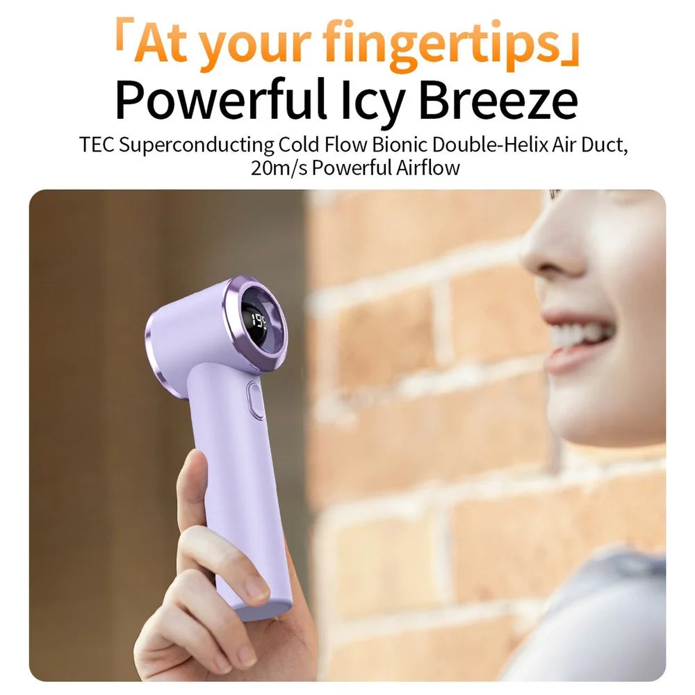 T-236 Mini Fan 199-Level Stepless 20m / s Digital Display Handheld Desktop Portable Fan - Purple - 3