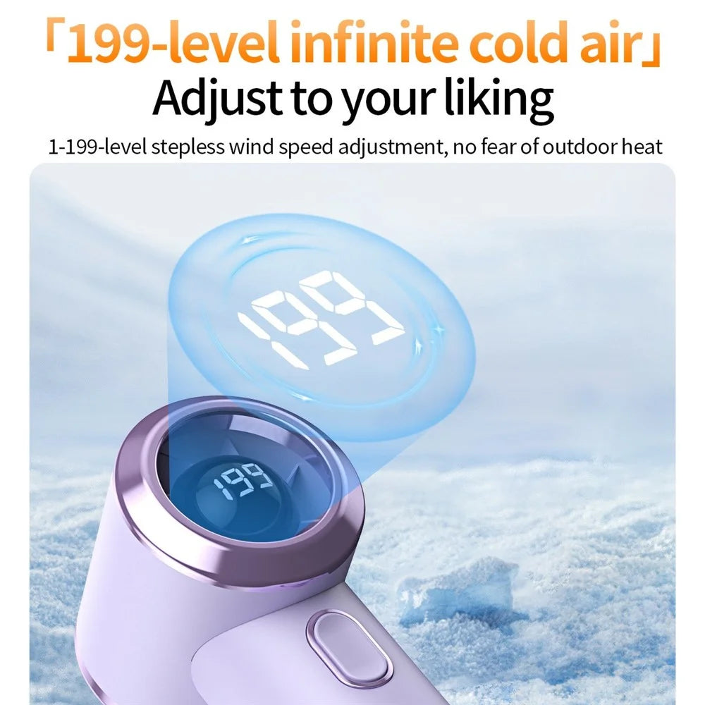 T-236 Mini Fan 199-Level Stepless 20m / s Digital Display Handheld Desktop Portable Fan - Purple - 5