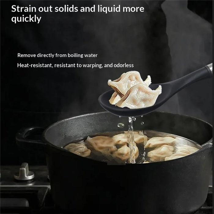 12Pcs Silicone Kitchenware Set Stainless Steel Handle Heat Resistant for Nonstick Pans (FDA Certified) - Black - 6