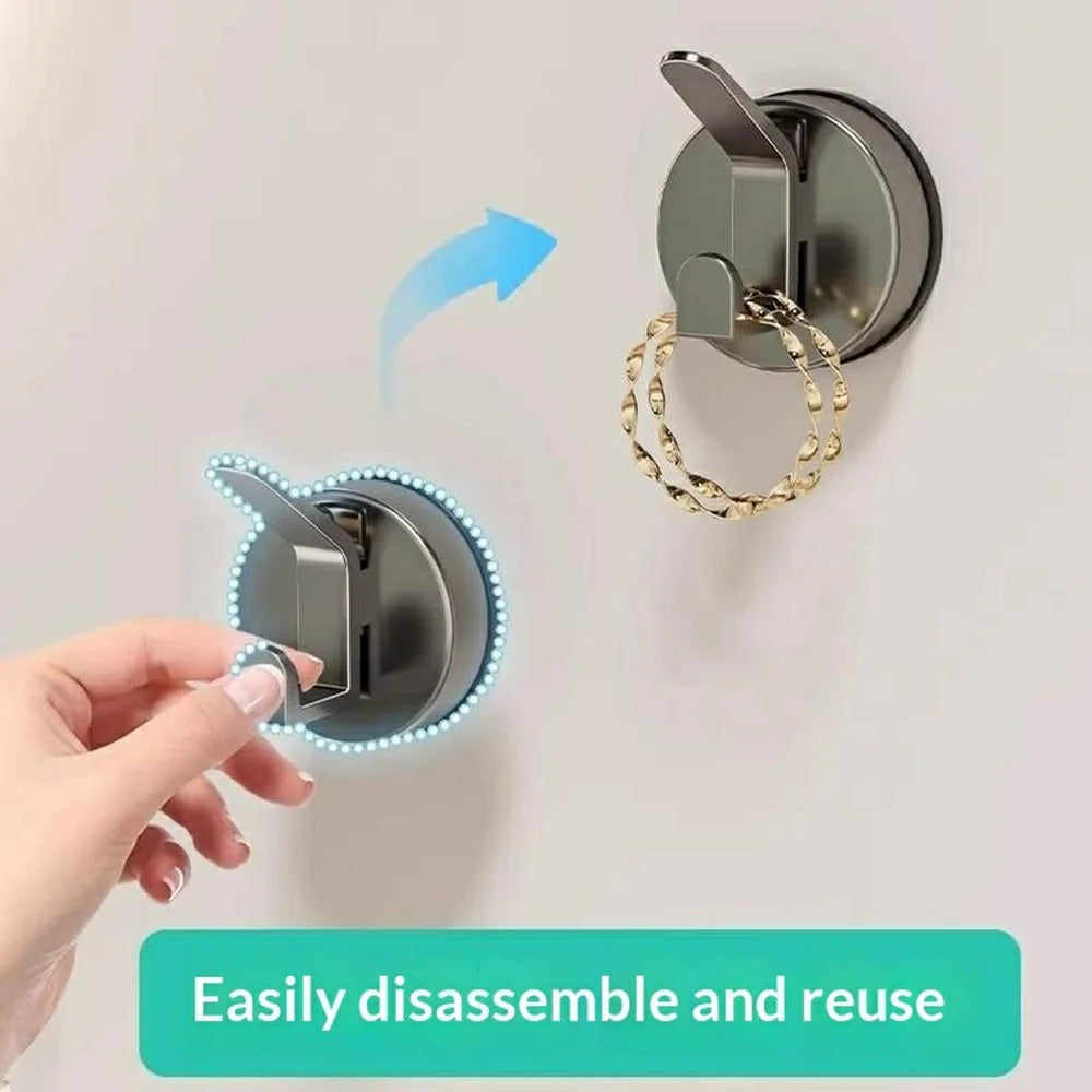 Vacuum Suction Cup Double Hook No-Drill Reusable Wall Hanger for Bathroom Kitchen - Tarnish Grey - 5