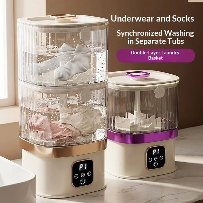 HP-318 Mini Double Tub Washing Machine 4L Portable Wireless Washer for Socks Underwear - Gold - 2