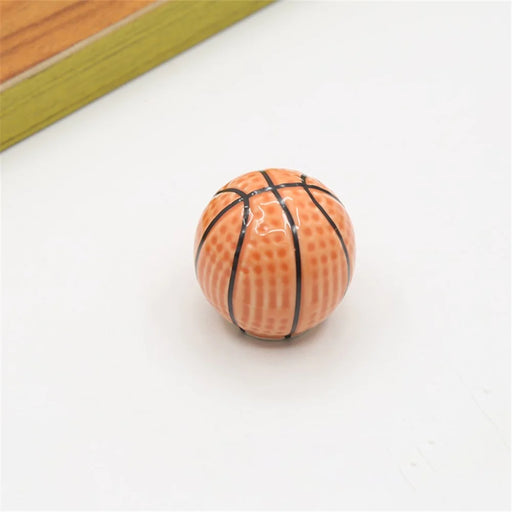 Ball Shape Single Hole Furniture Ceramics Pull Handle Drawer Cabinet  Wardrobe Door Knob with 25mm Screw - Basketball - 2