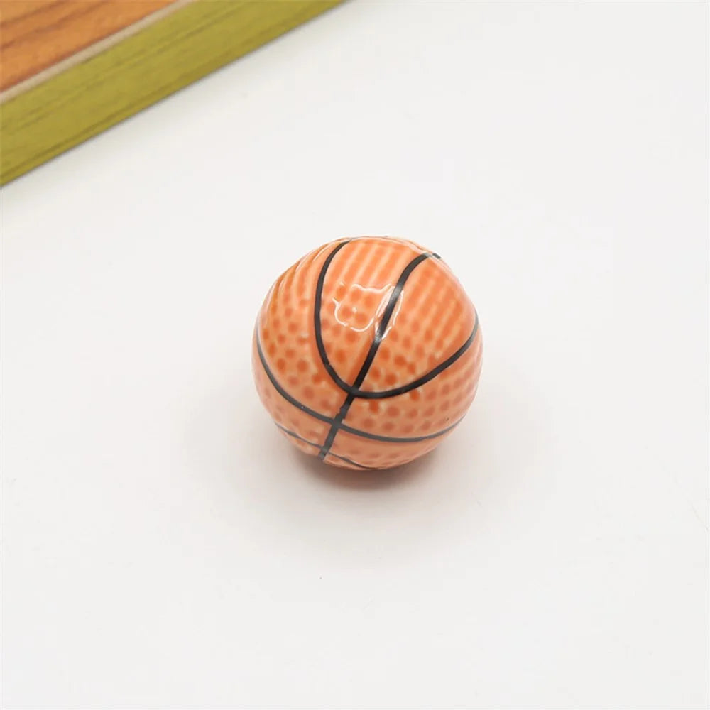 Ball Shape Single Hole Furniture Ceramics Pull Handle Drawer Cabinet  Wardrobe Door Knob with 25mm Screw - Basketball - 3