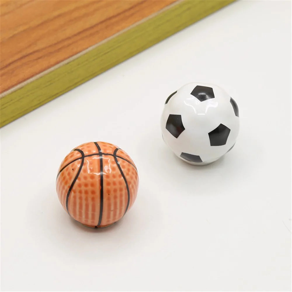 Ball Shape Single Hole Furniture Ceramics Pull Handle Drawer Cabinet  Wardrobe Door Knob with 25mm Screw - Basketball - 5
