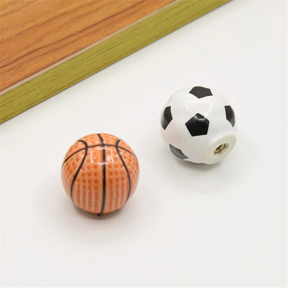 Ball Shape Single Hole Furniture Ceramics Pull Handle Drawer Cabinet  Wardrobe Door Knob with 25mm Screw - Basketball - 6