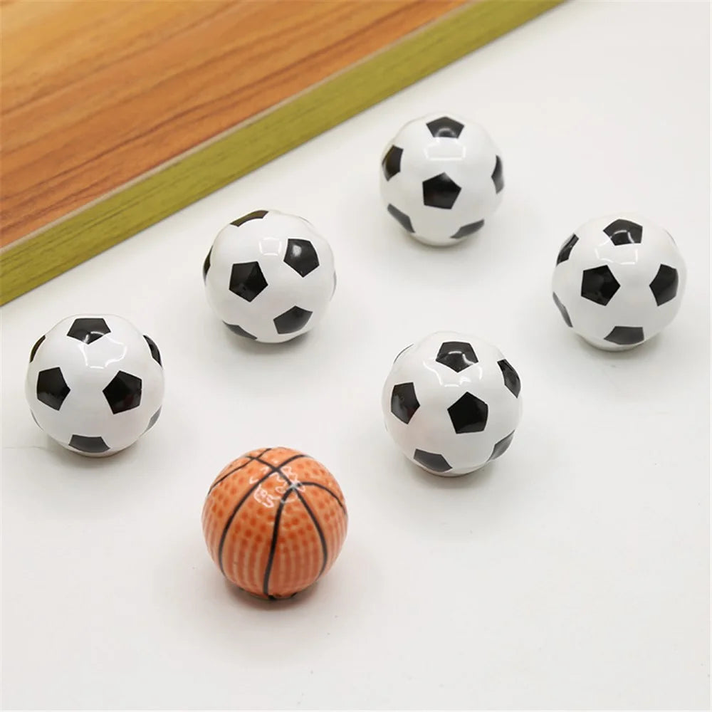 Ball Shape Single Hole Furniture Ceramics Pull Handle Drawer Cabinet  Wardrobe Door Knob with 25mm Screw - Basketball - 7