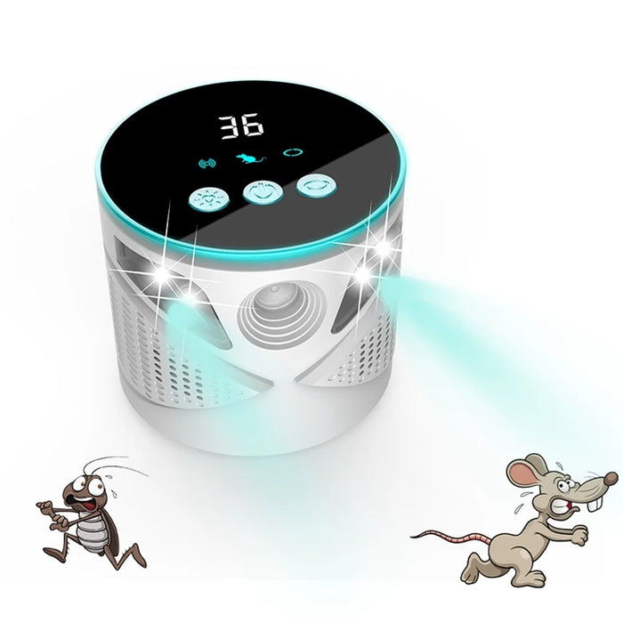 D801 Intelligent Variable Frequency Ultrasonic Pest Repeller 1-65kHz 360 Degree Coverage with LED Display - White / USB - 2