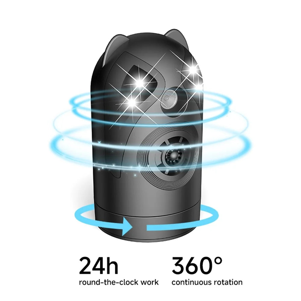 D802 Ultrasonic Pest Repeller 360 Degree Rotating Intelligent Variable Frequency with Light and Sound - Black / USB - 3
