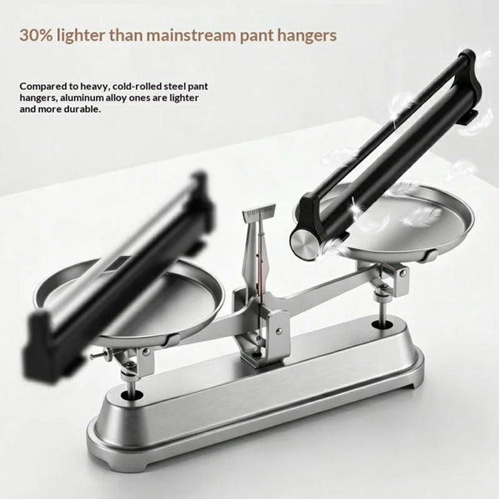 50cm Aluminum Alloy Buffer Pant Hanger Closet Pull-Out Wardrobe Slider Rod Trouser Rack - Black - 6
