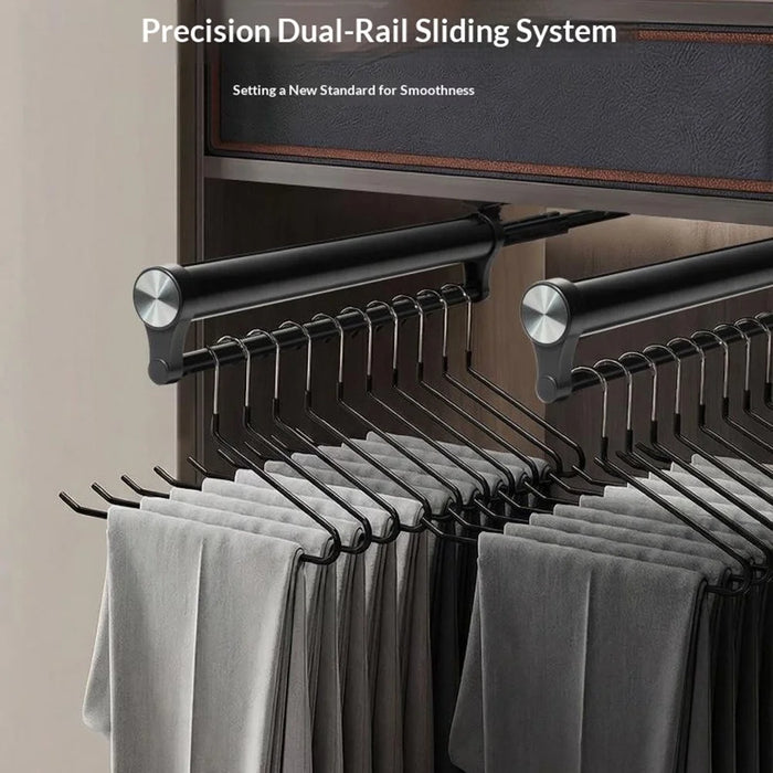 50cm Top Mount Aluminum Alloy Wardrobe Pant Hanger Pull-Out Rail Organizer Rack - Black - 2