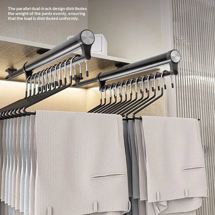 50cm Top Mount Aluminum Alloy Wardrobe Pant Hanger Pull-Out Rail Organizer Rack - Black - 3
