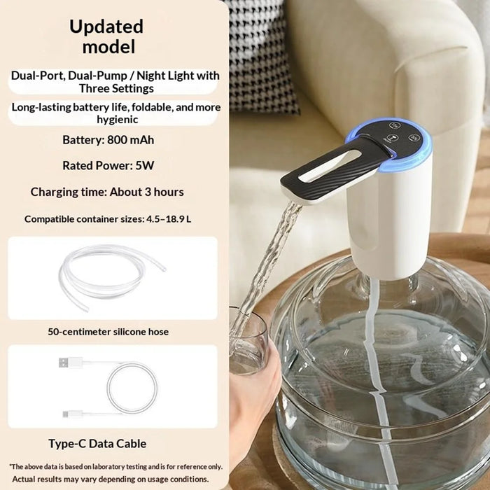 AP139 Dual Outlet Electric Water Dispenser Pump Foldable Spout for 4.5-18.9L Bottles - 2