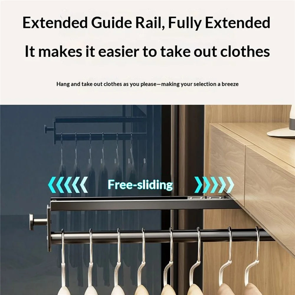 40cm Pull-Out Pants Rack Top-Mount Silent Damping Slide Wardrobe Trousers Hanger - Gunmetal Gray - 5
