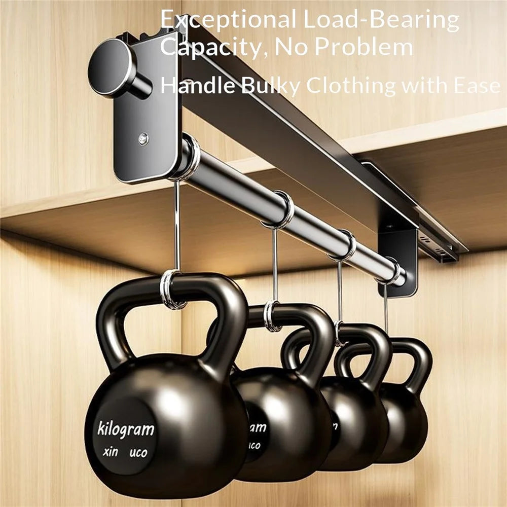 40cm Pull-Out Pants Rack Top-Mount Silent Damping Slide Wardrobe Trousers Hanger - Gunmetal Gray - 6