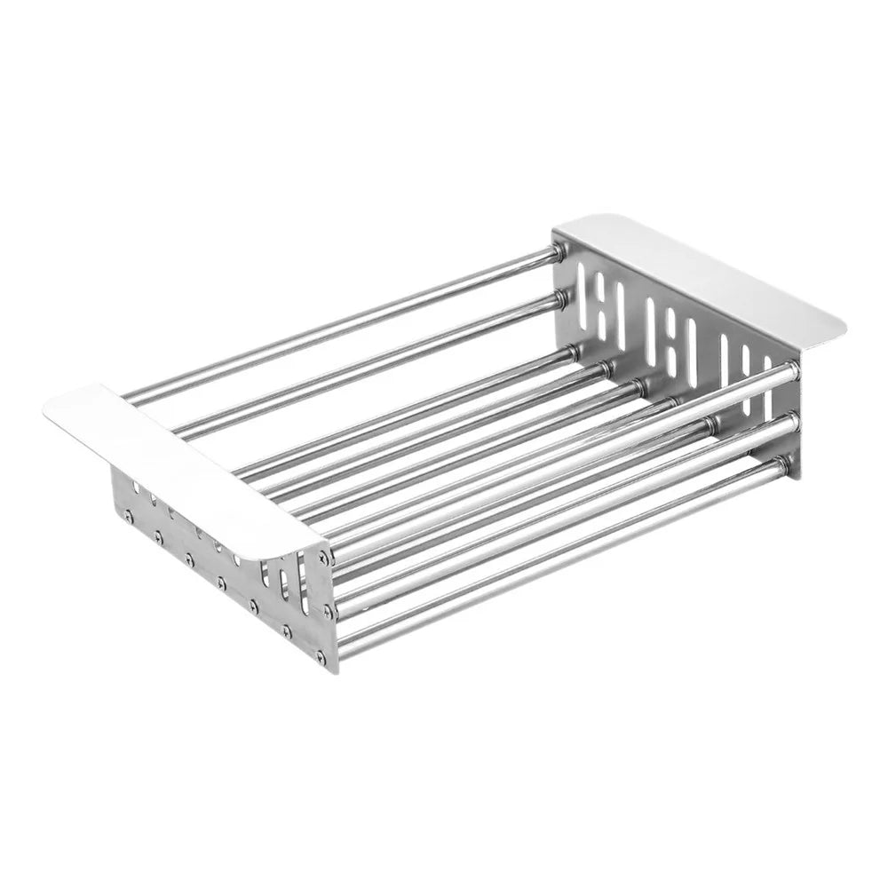 320-515mm Adjustable Dish Drainer Rack Over The Sink Collapsible Stainless Steel Dish Basket for Kitchen - Size S - 1