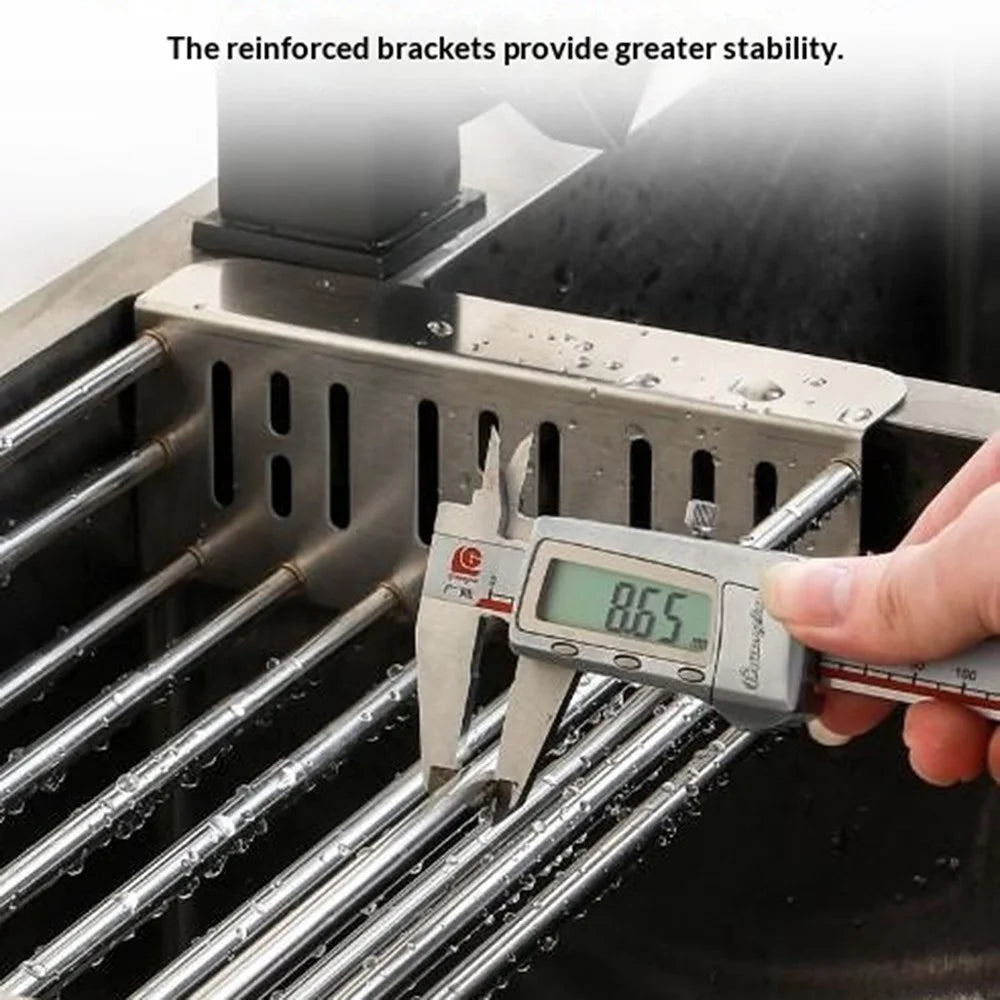 320-515mm Adjustable Dish Drainer Rack Over The Sink Collapsible Stainless Steel Dish Basket for Kitchen - Size S - 6