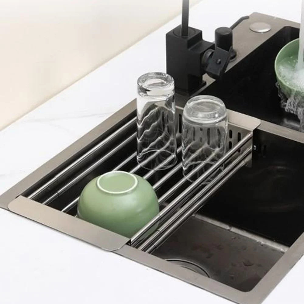 320-515mm Adjustable Dish Drainer Rack Over The Sink Collapsible Stainless Steel Dish Basket for Kitchen - Size S - 7