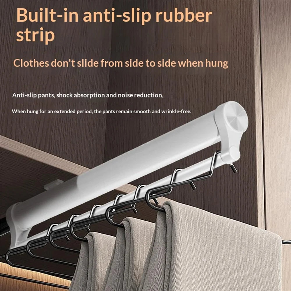 40cm Silent Damping Closet Pants Hanger Rail with Suction Cup Aluminum Alloy Telescopic Pull-Out Rod - Black - 3