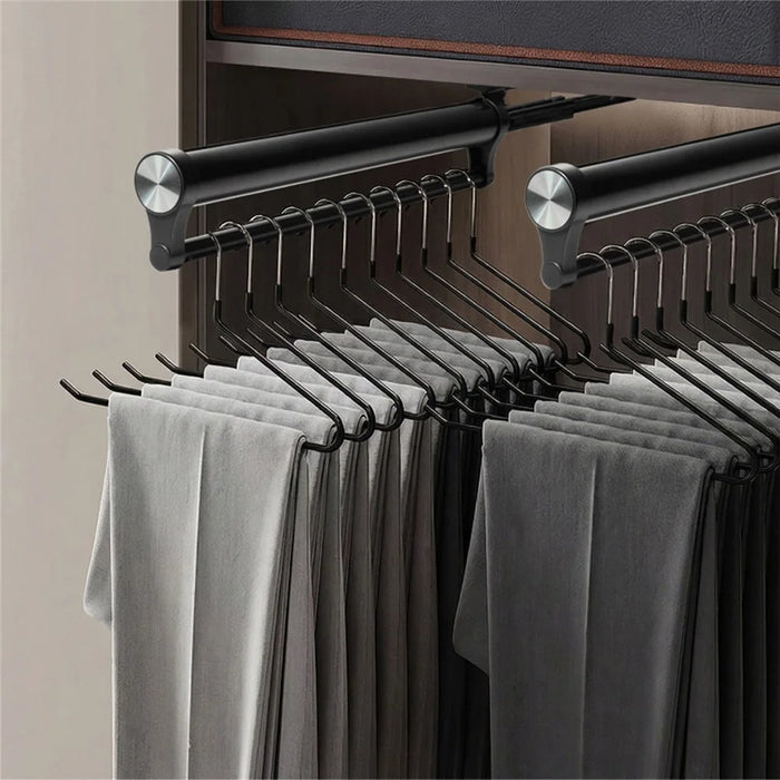 45cm Silent Damping Closet Pants Hanger Rail with Suction Cup Aluminum Alloy Telescopic Pull-Out Rod - Black - 2