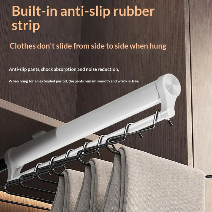 45cm Silent Damping Closet Pants Hanger Rail with Suction Cup Aluminum Alloy Telescopic Pull-Out Rod - Black - 3