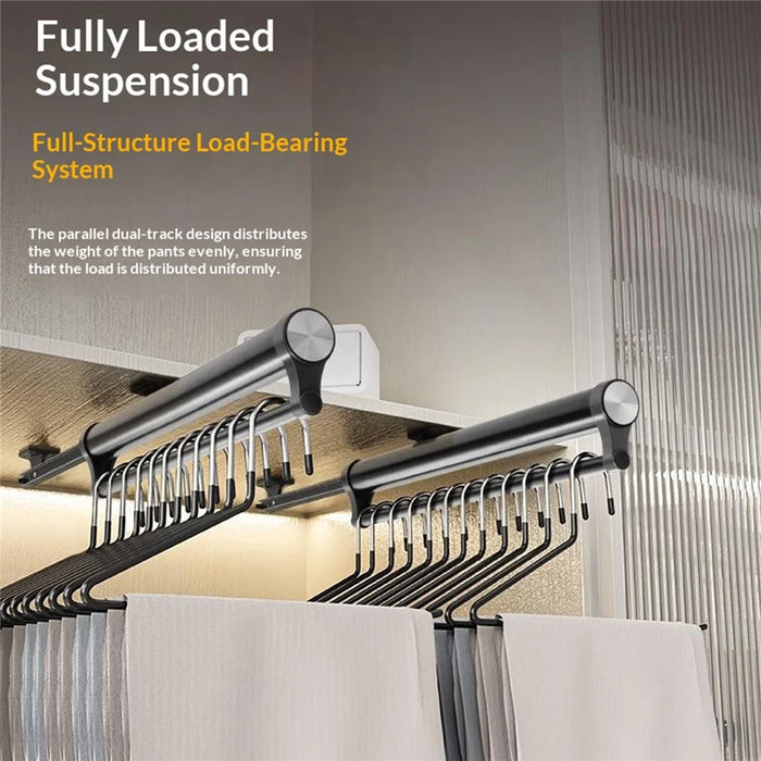 45cm Silent Damping Closet Pants Hanger Rail with Suction Cup Aluminum Alloy Telescopic Pull-Out Rod - Black - 5