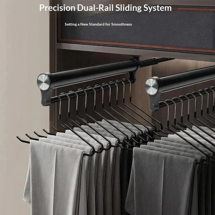 50cm Silent Damping Closet Pants Hanger Rail with Suction Cup Aluminum Alloy Telescopic Pull-Out Rod - Black - 2