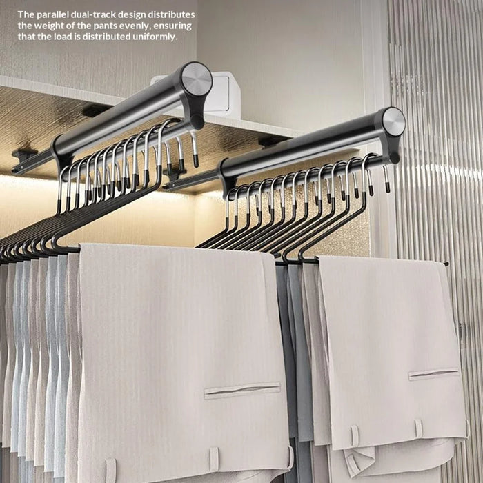 50cm Silent Damping Closet Pants Hanger Rail with Suction Cup Aluminum Alloy Telescopic Pull-Out Rod - Black - 3
