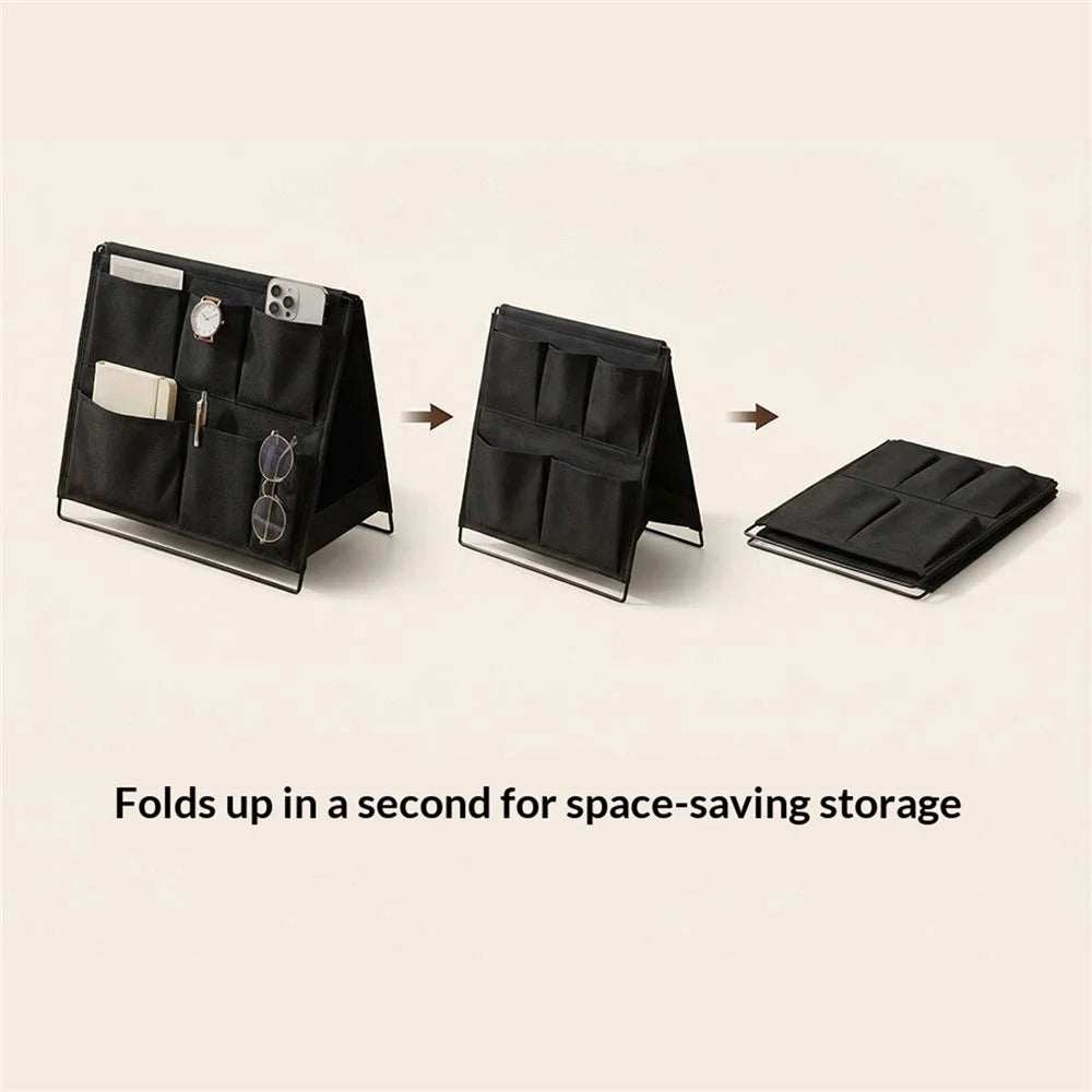 A-Frame Double-Sided Foldable Storage Rack with 12 Pockets Desktop Organizer - Black - 3