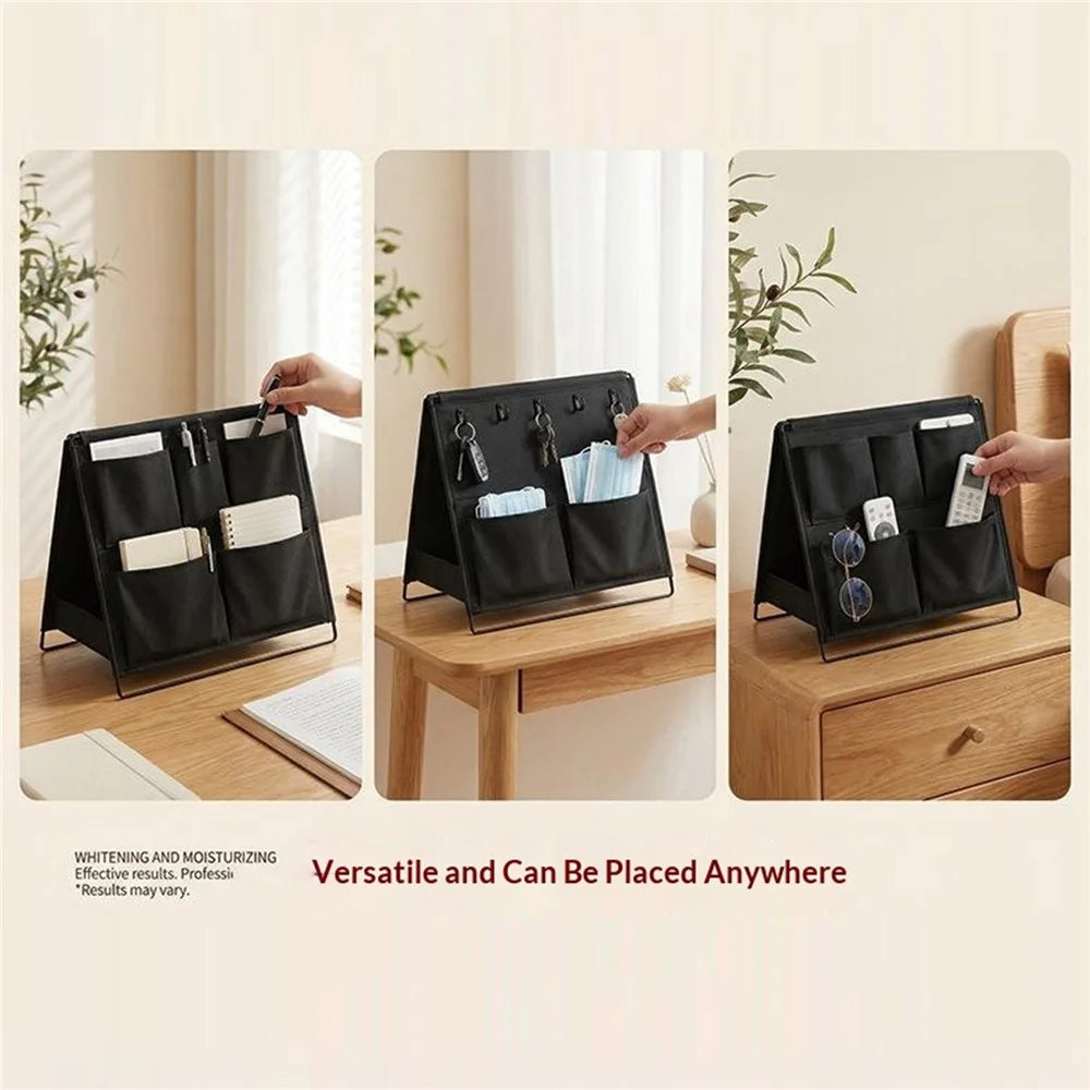 A-Frame Double-Sided Foldable Storage Rack with 12 Pockets Desktop Organizer - Black - 5