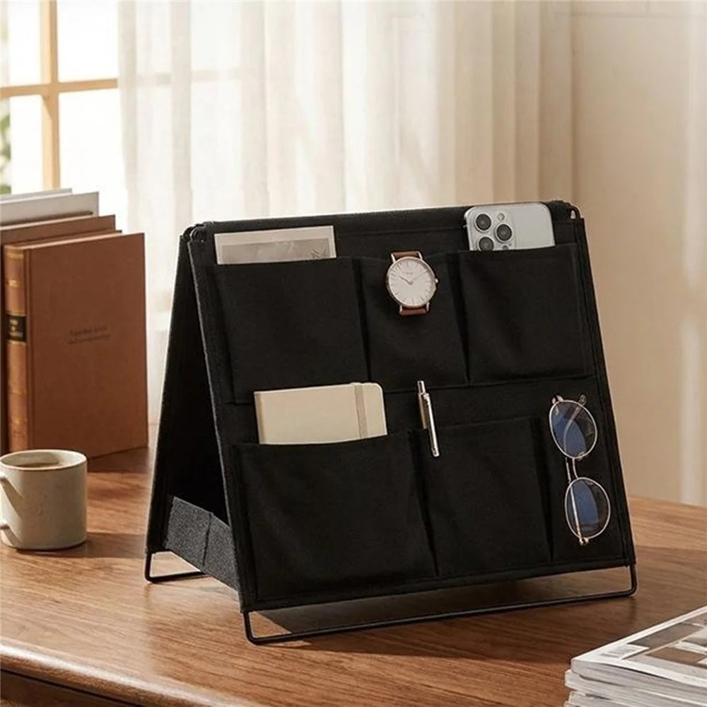 A-Frame Double-Sided Foldable Storage Rack with 12 Pockets Desktop Organizer - Black - 6