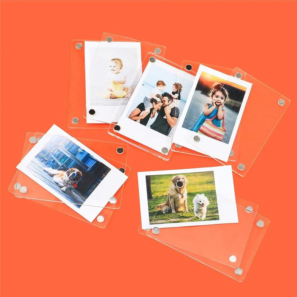 5Pcs 10 x 6.8cm Magnetic Acrylic Photo Frame Double-Sided Clear Picture Holder for Refrigerator Metal Surface - Scalloped Edge - 6
