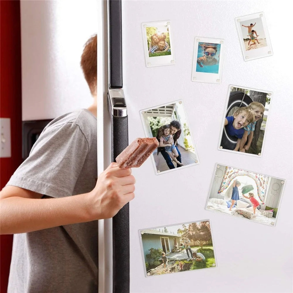 5Pcs 10 x 6.8cm Magnetic Acrylic Photo Frame Double-Sided Clear Picture Holder for Refrigerator Metal Surface - Scalloped Edge - 7