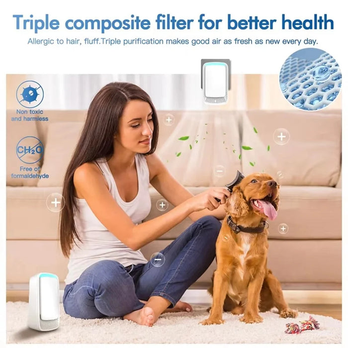 Compact Negative Ion Air Purifier with UV Sterilization Deodorizer for Home Pet Odor Removal - EU Plug - 4