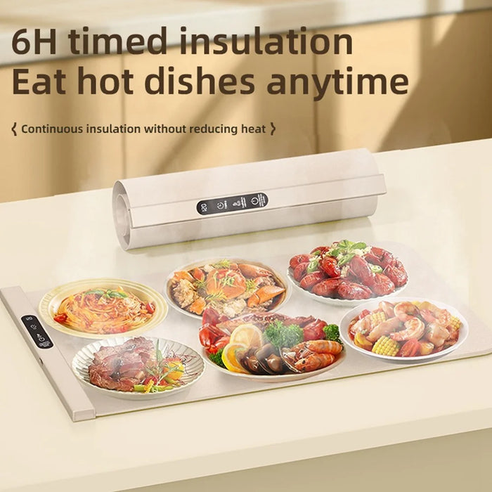 Rollable Silicone Food Warmer Mat 6H Timer 300W Flexible Keep Warm Pad for Table Dining - EU Plug - 5