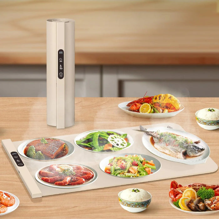 Rollable Silicone Food Warmer Mat 6H Timer 300W Flexible Keep Warm Pad for Table Dining - EU Plug - 6
