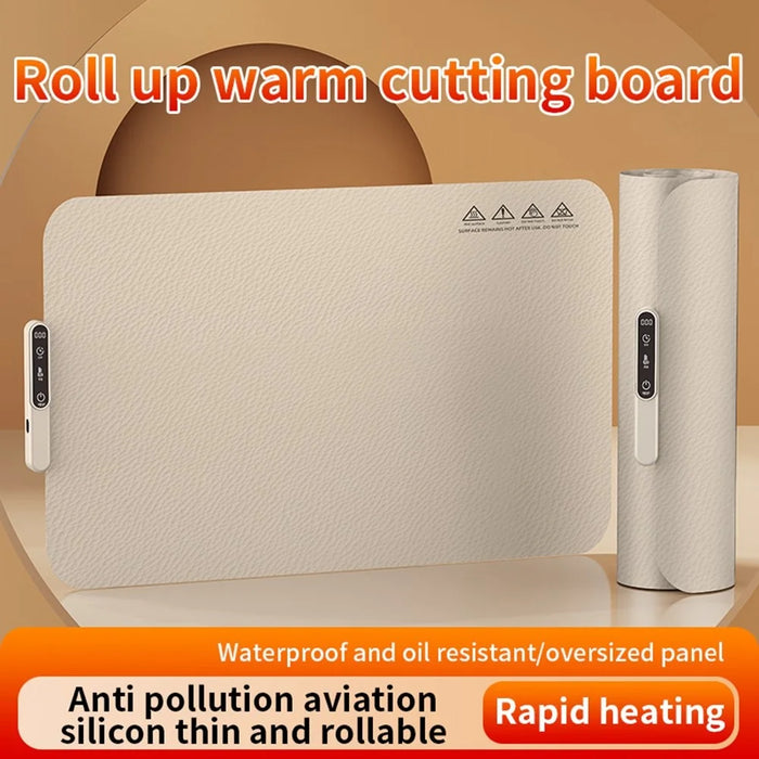 Rollable Silicone Food Warmer Pad Touch Control 8-Speed 8H Timer Electric Heated Dining Mat - EU Plug - 2