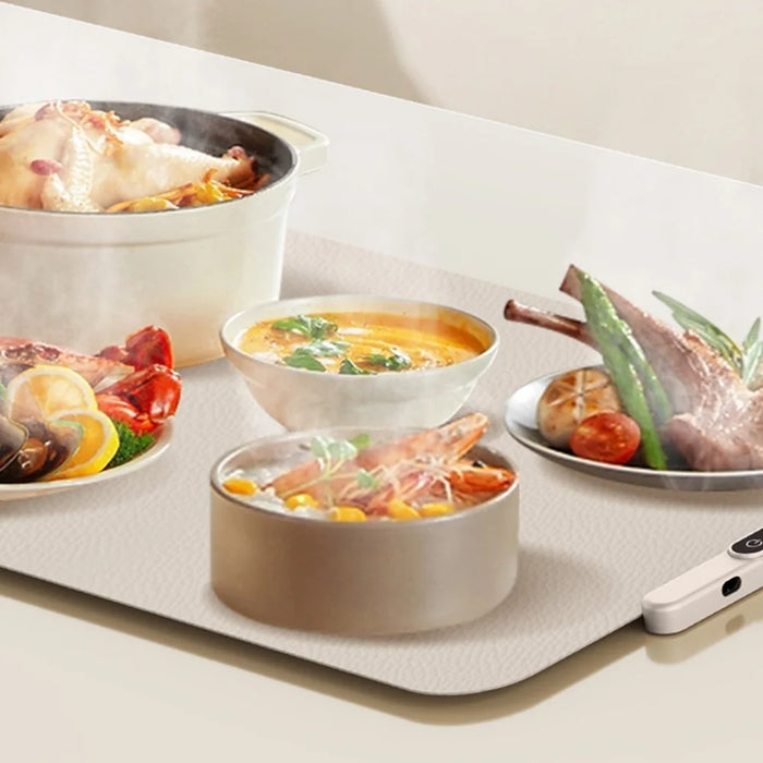 Rollable Silicone Food Warmer Pad Touch Control 8-Speed 8H Timer Electric Heated Dining Mat - EU Plug - 7