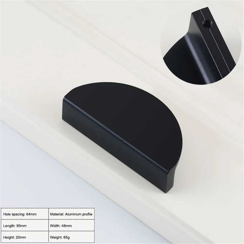 Wardrobe Knob Furniture Handle Modern Cabinet Closet Door Pull Handle with 22mm Screw - Black 6830 / Size: L - 2