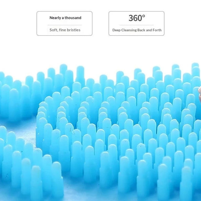 72cm Silicone Body Scrub Brush Double-Sided Back Cleaner Exfoliator Strap - Blue - 4