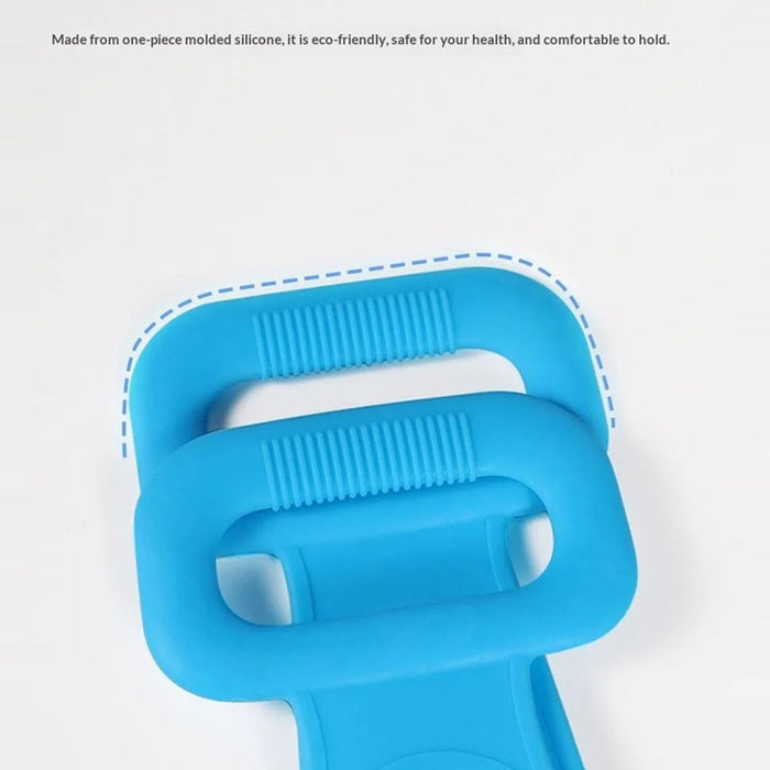 72cm Silicone Body Scrub Brush Double-Sided Back Cleaner Exfoliator Strap - Blue - 5